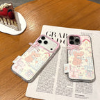 pink bow cute dolls bear & bunny full zircon phone case