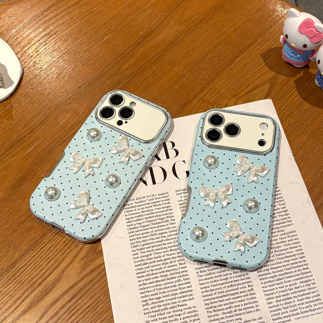 sweet blue oolka dot pearl phone case