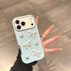 sweet blue oolka dot pearl phone case