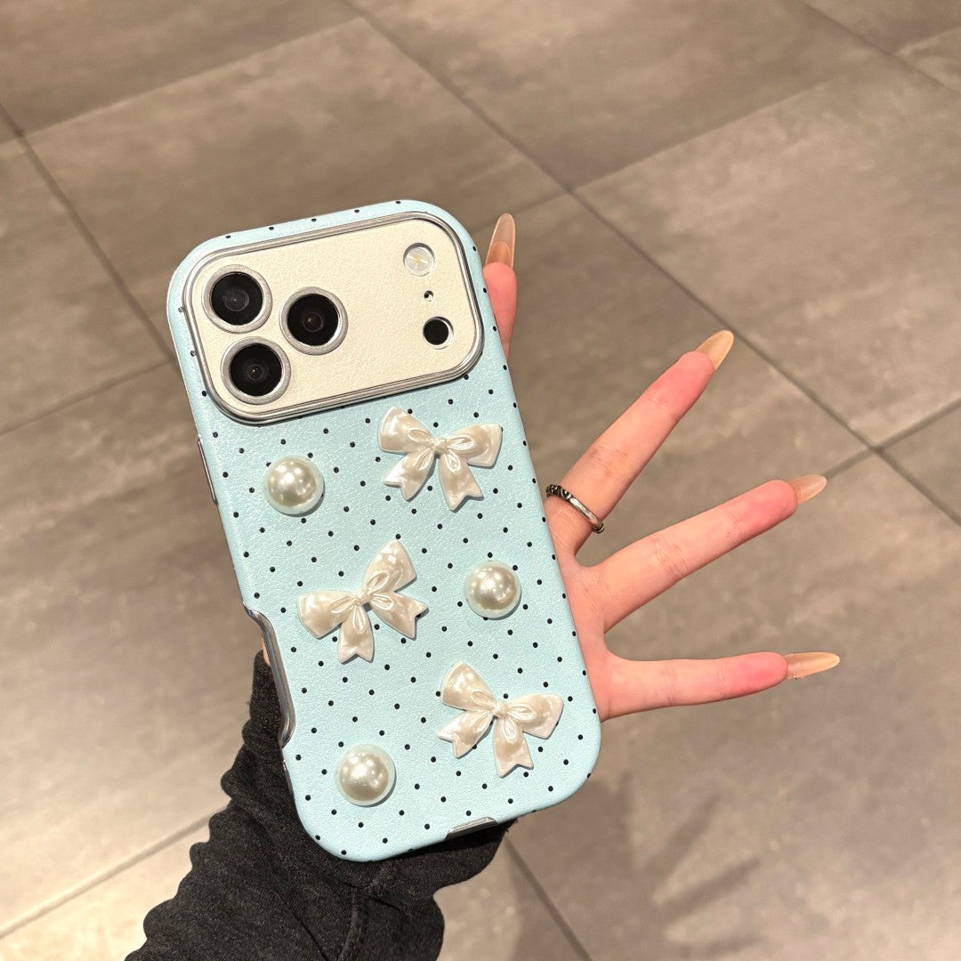 sweet blue oolka dot pearl phone case