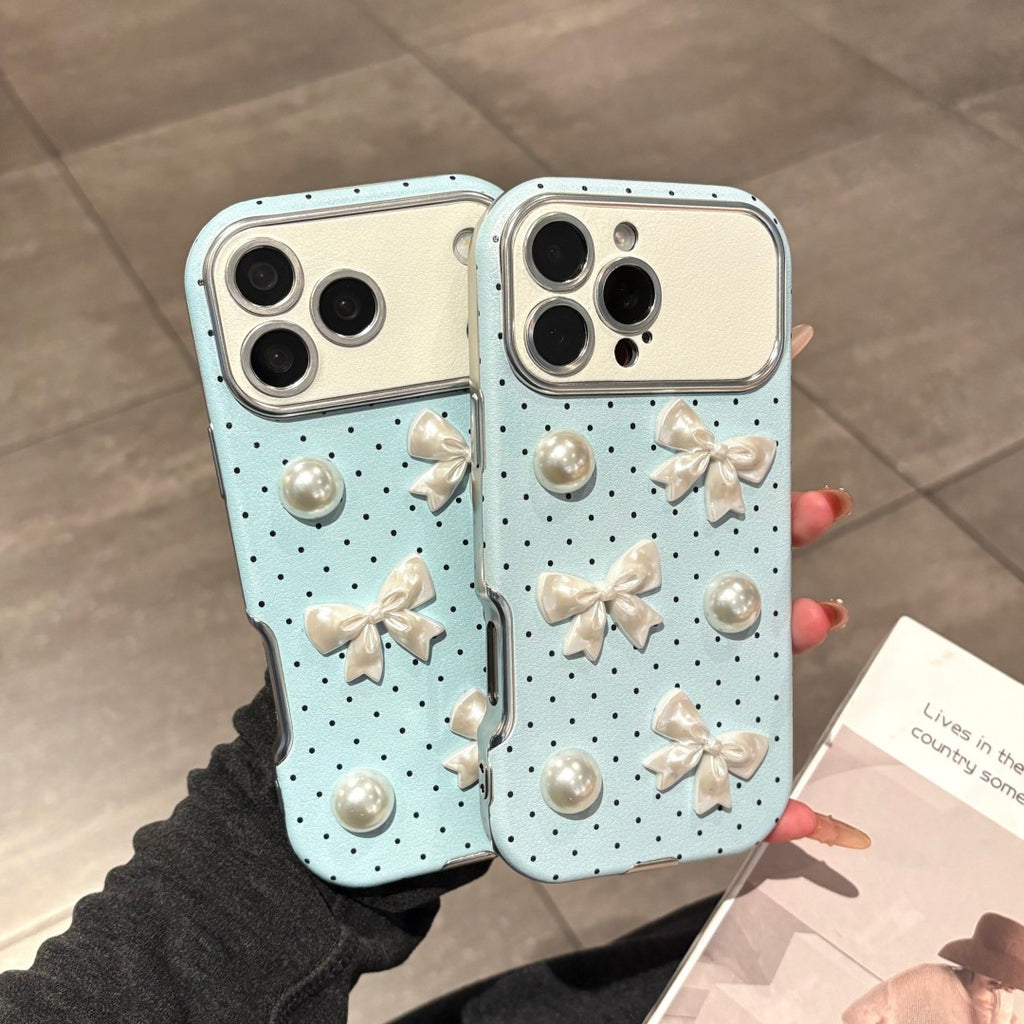 sweet blue oolka dot pearl phone case