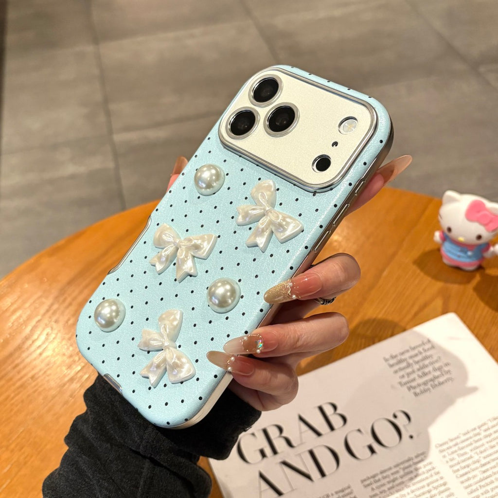 sweet blue oolka dot pearl phone case