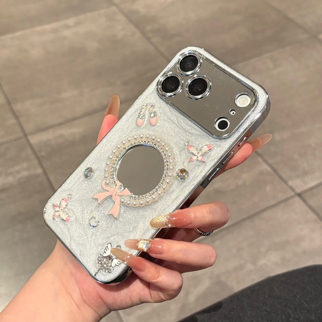 ballet girl bow vanity mirror phone case