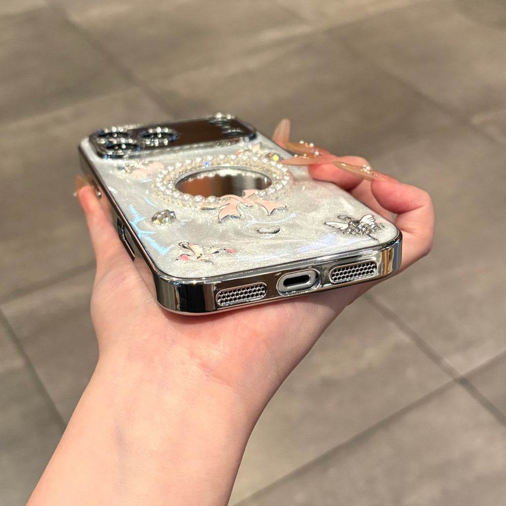 ballet girl bow vanity mirror phone case