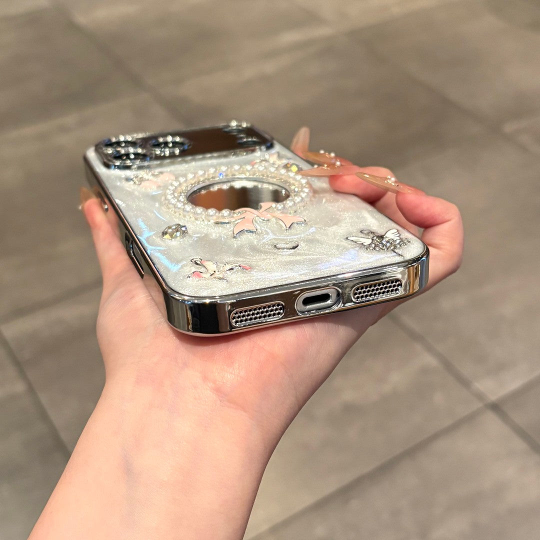 ballet girl bow vanity mirror phone case