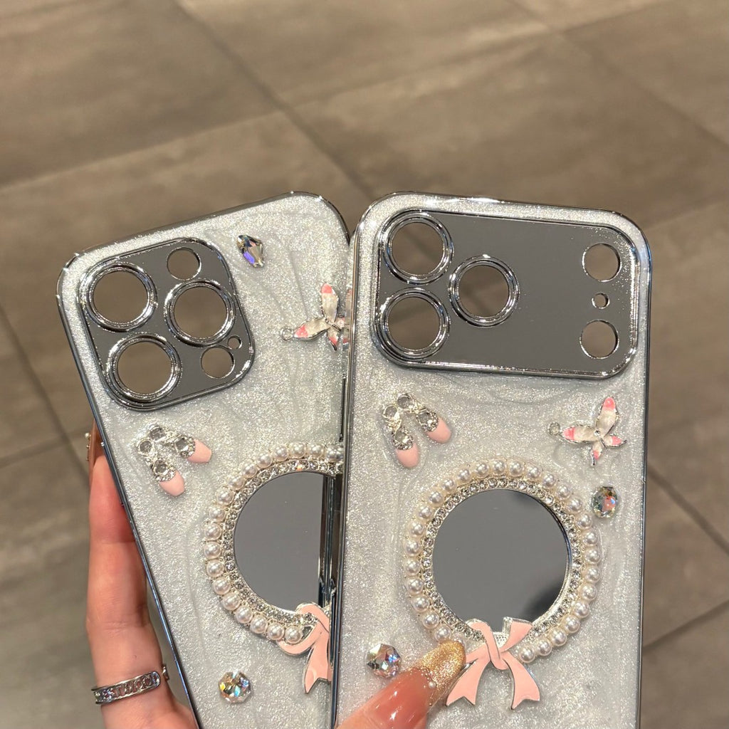 ballet girl bow vanity mirror phone case