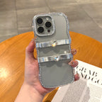 sleek zircon minimalist bow phone case