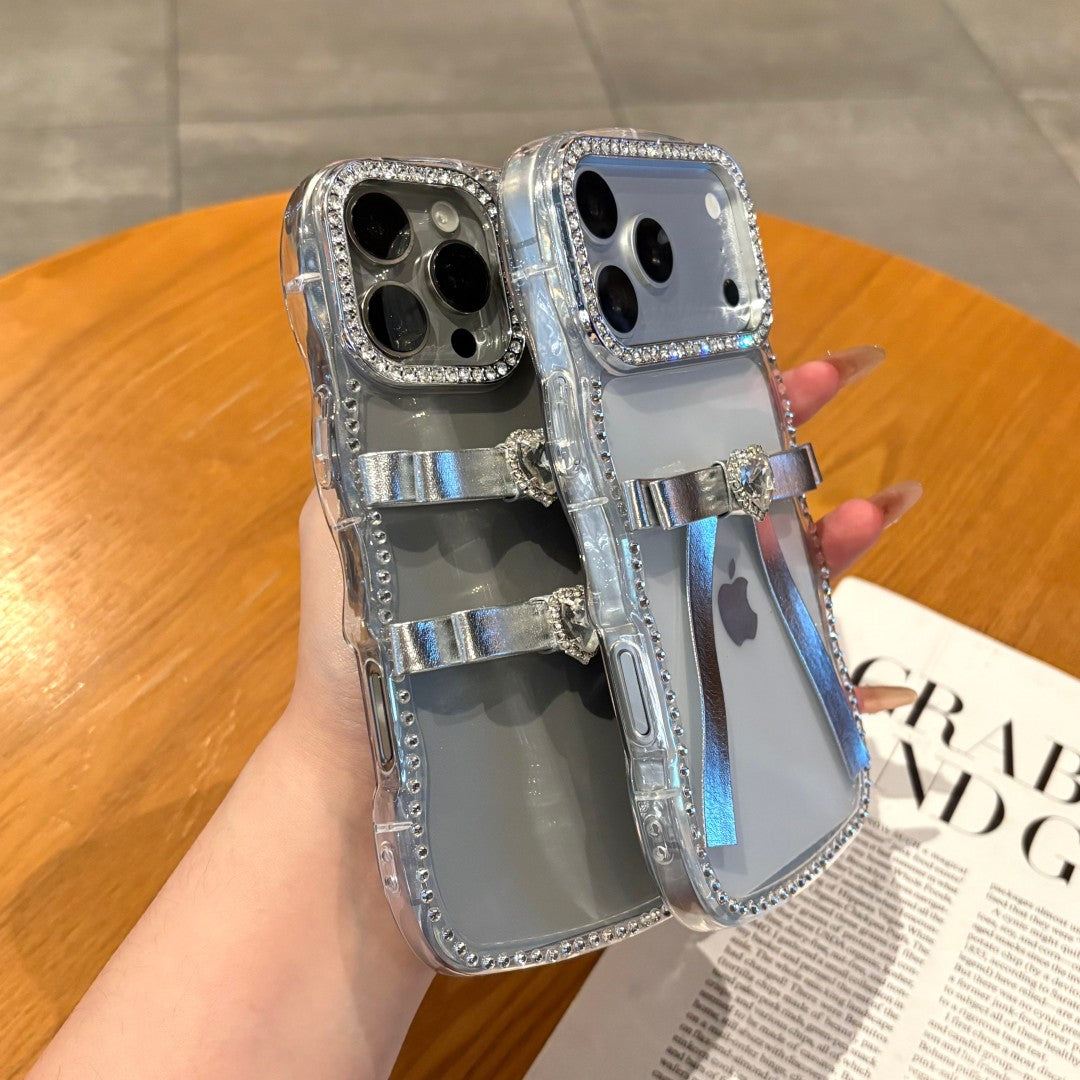 sleek zircon minimalist bow phone case