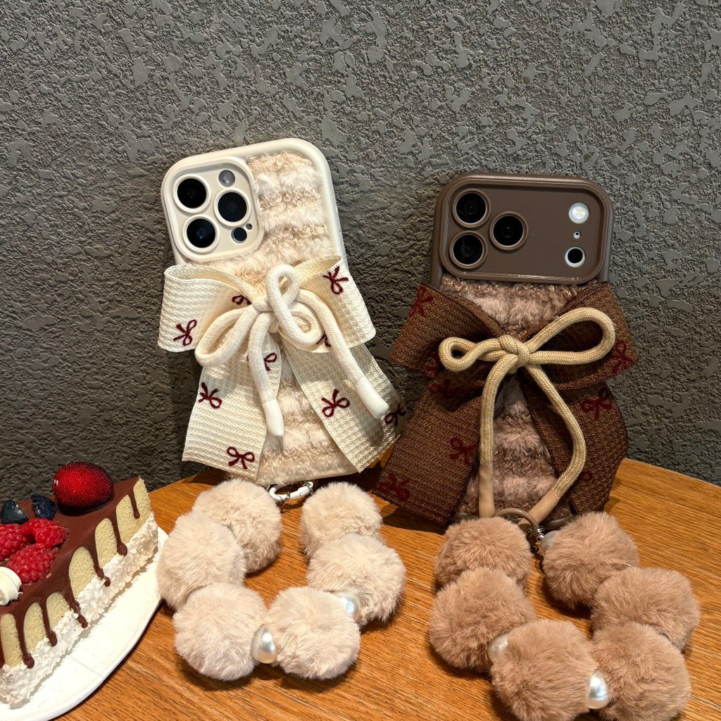 sweet plush bow phone case