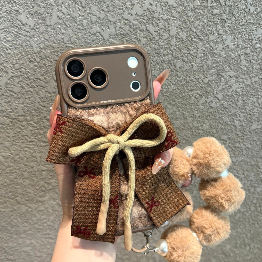 sweet plush bow phone case