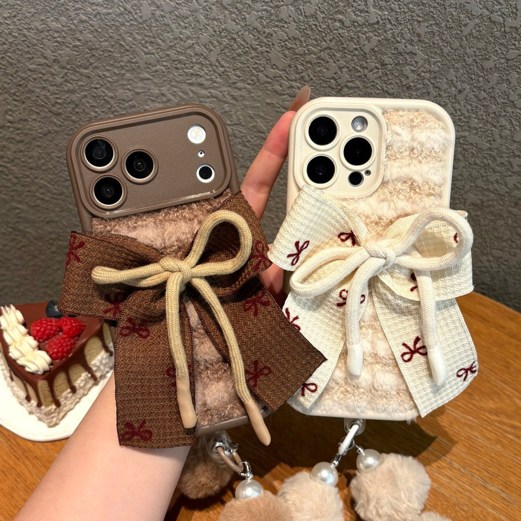 sweet plush bow phone case