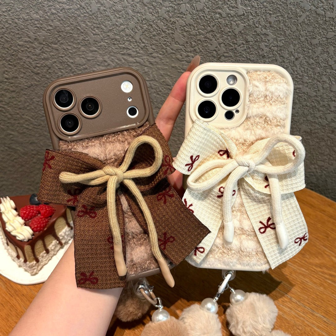 sweet plush bow phone case