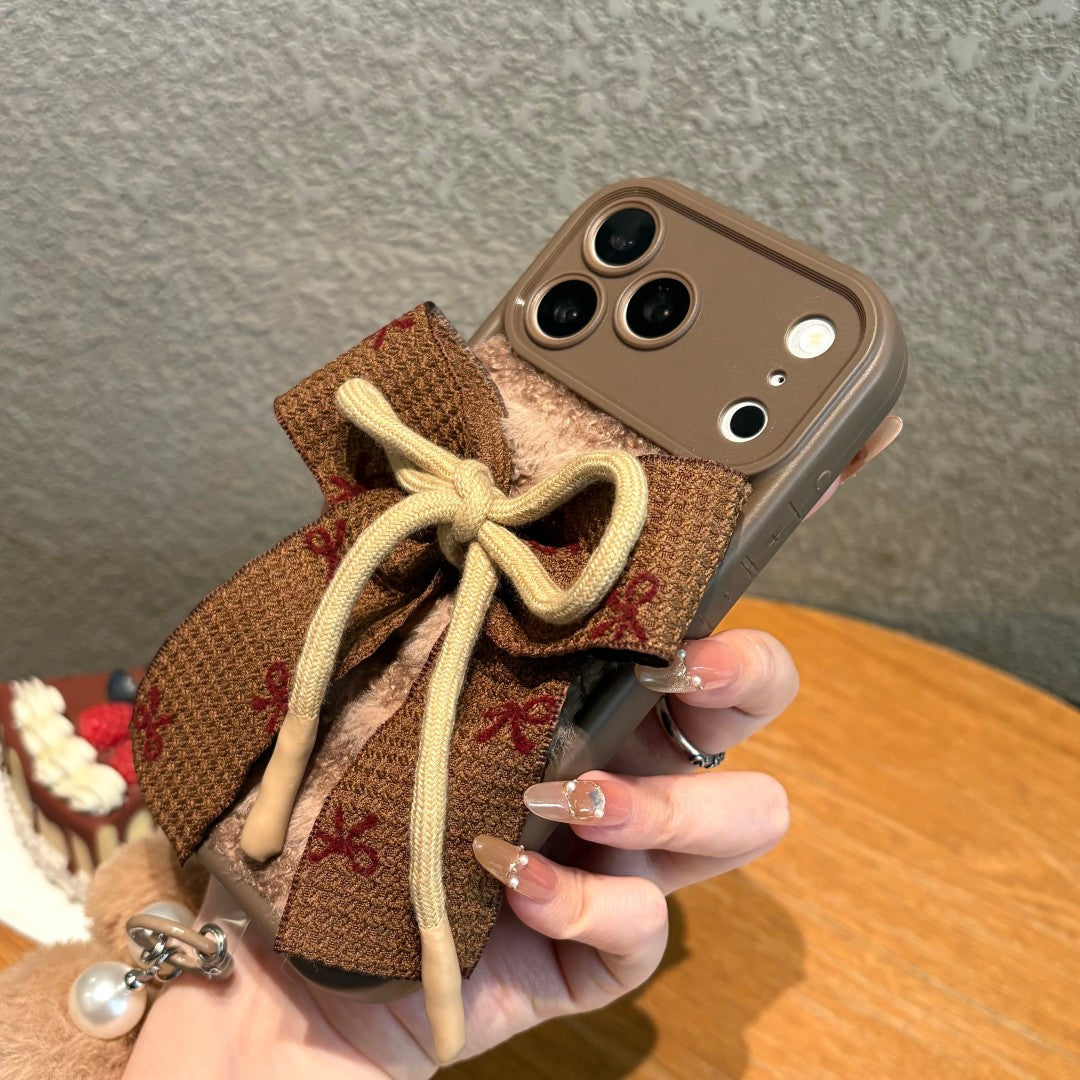 sweet plush bow phone case