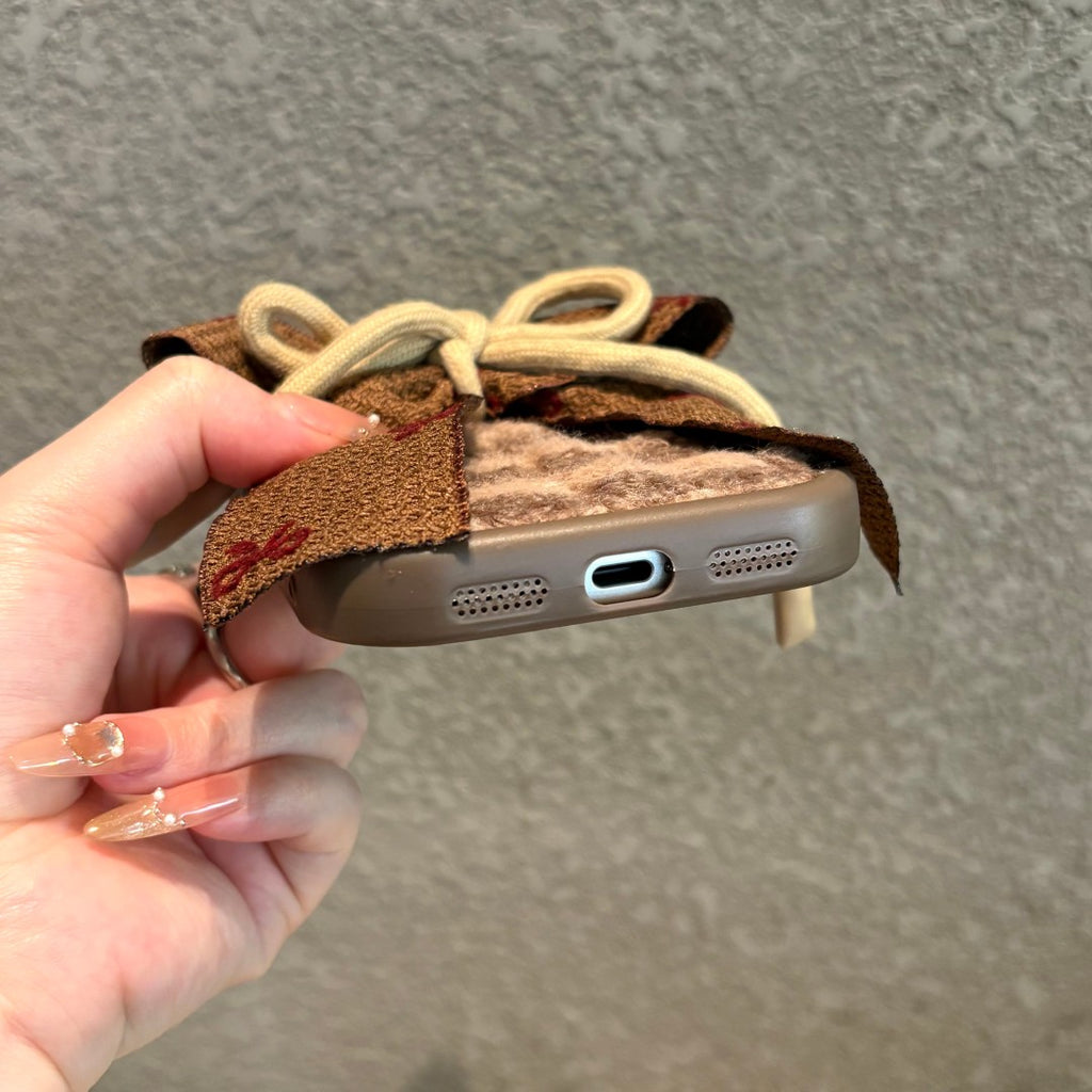 sweet plush bow phone case