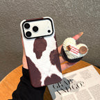 milk patterned knitted heart magnetic grip phone case