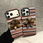 minimalist brown stone flower grip magnetic phone case