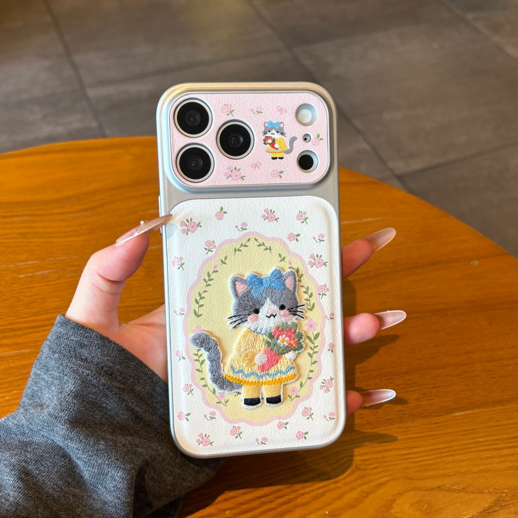 pink cute flower kitty phone case