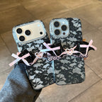 pink black lace heart phone case