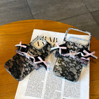 pink black lace heart phone case