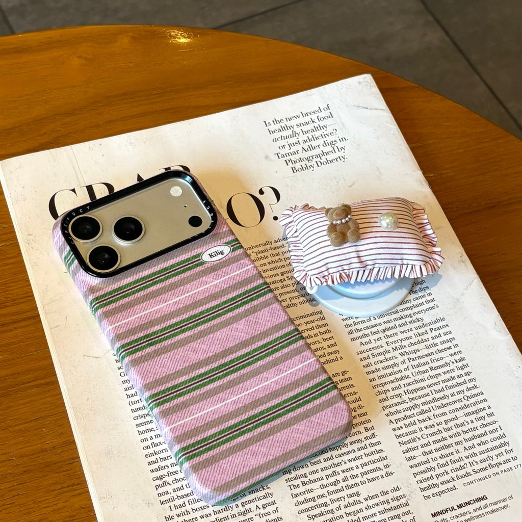 fresh & minimalist pearl bear pillow magnetic grip phone case