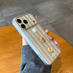 blue stripe cute pearl bear phone case