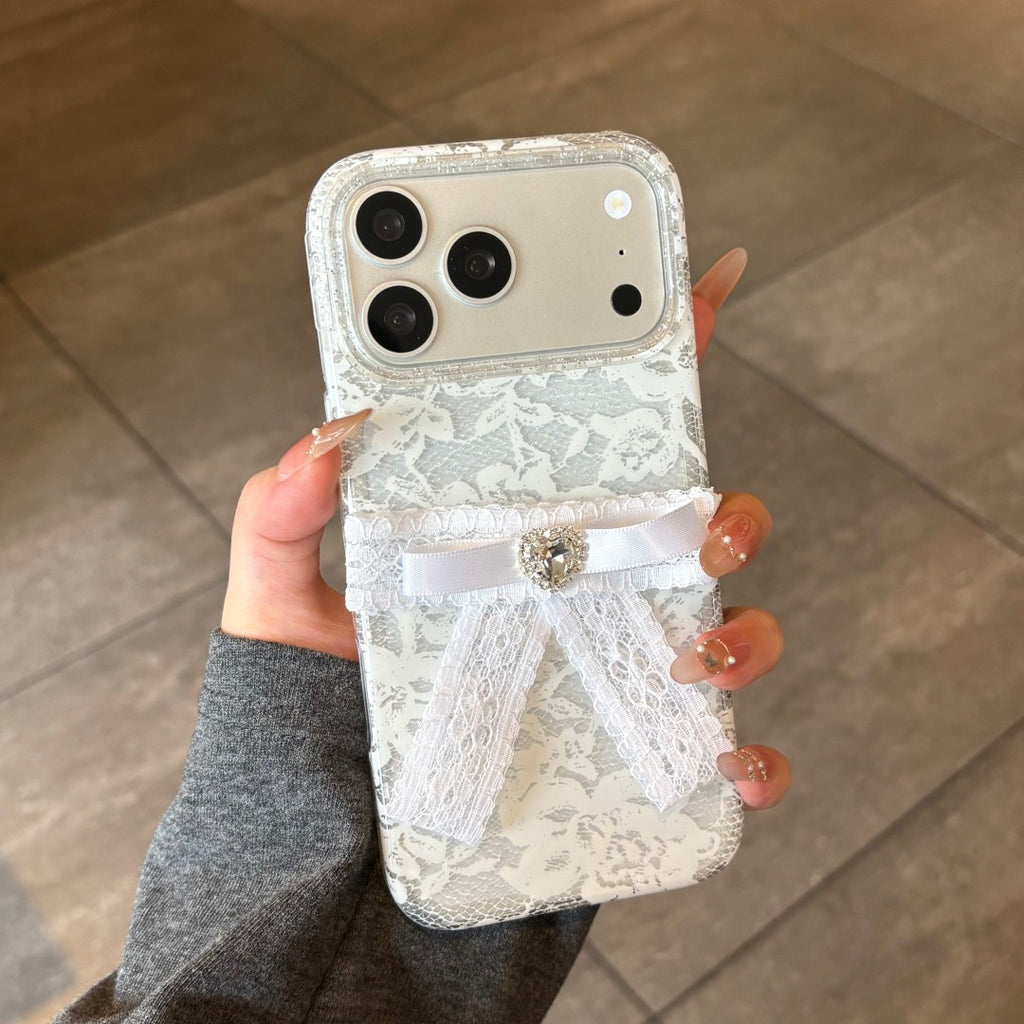 white lace bow phone case