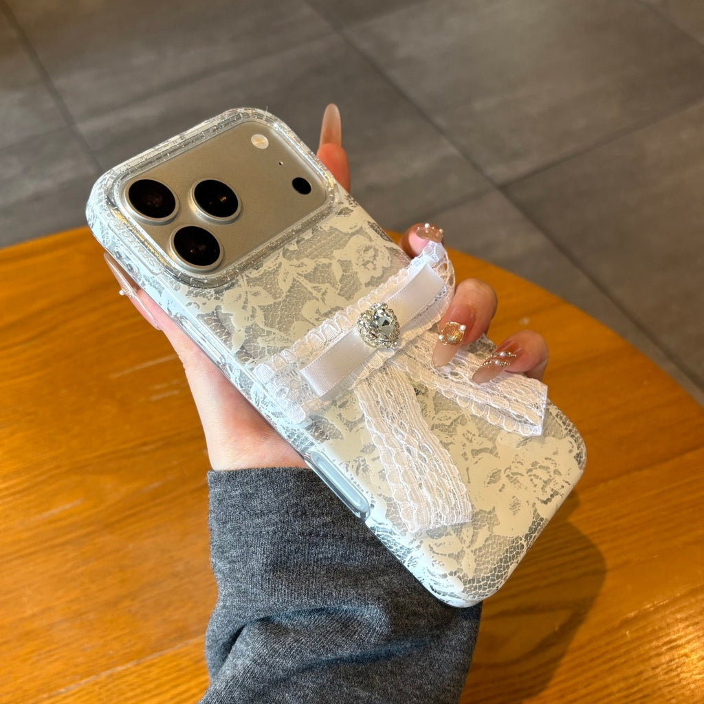 white lace bow phone case