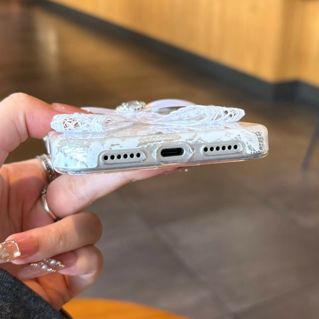 white lace bow phone case