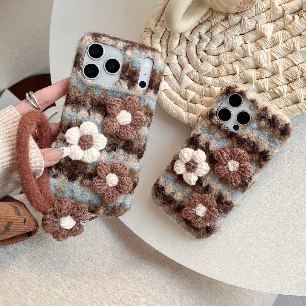 gentle plush 3D floral phone case