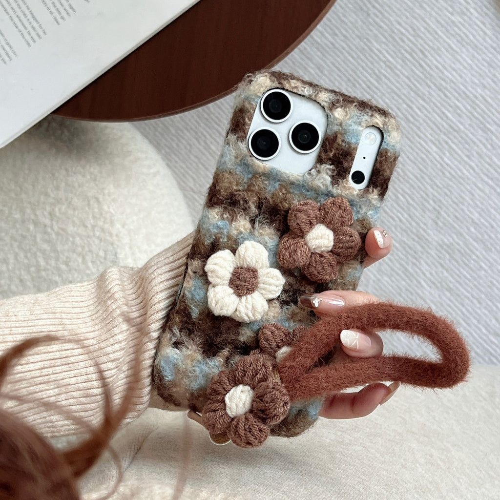 gentle plush 3D floral phone case