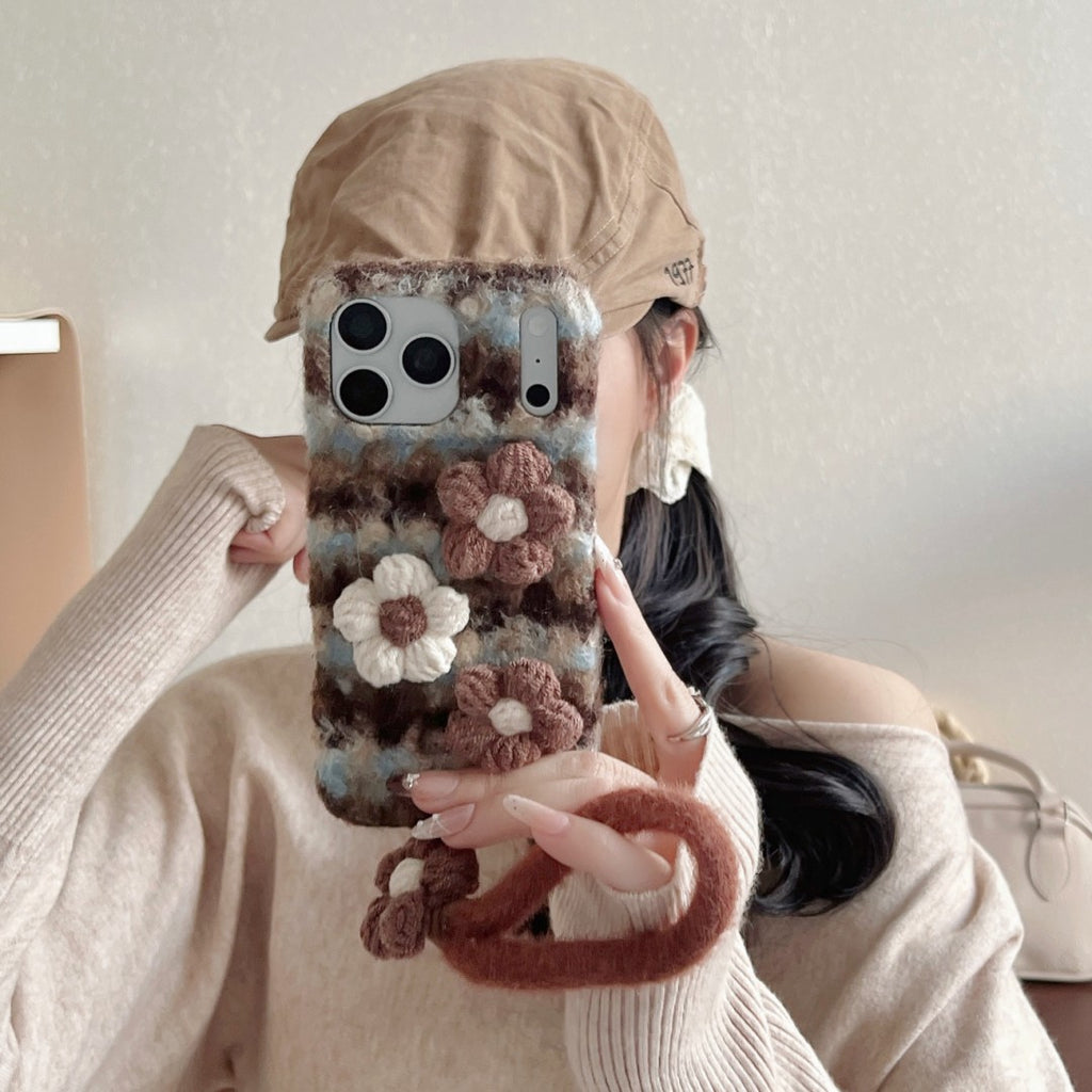 gentle plush 3D floral phone case