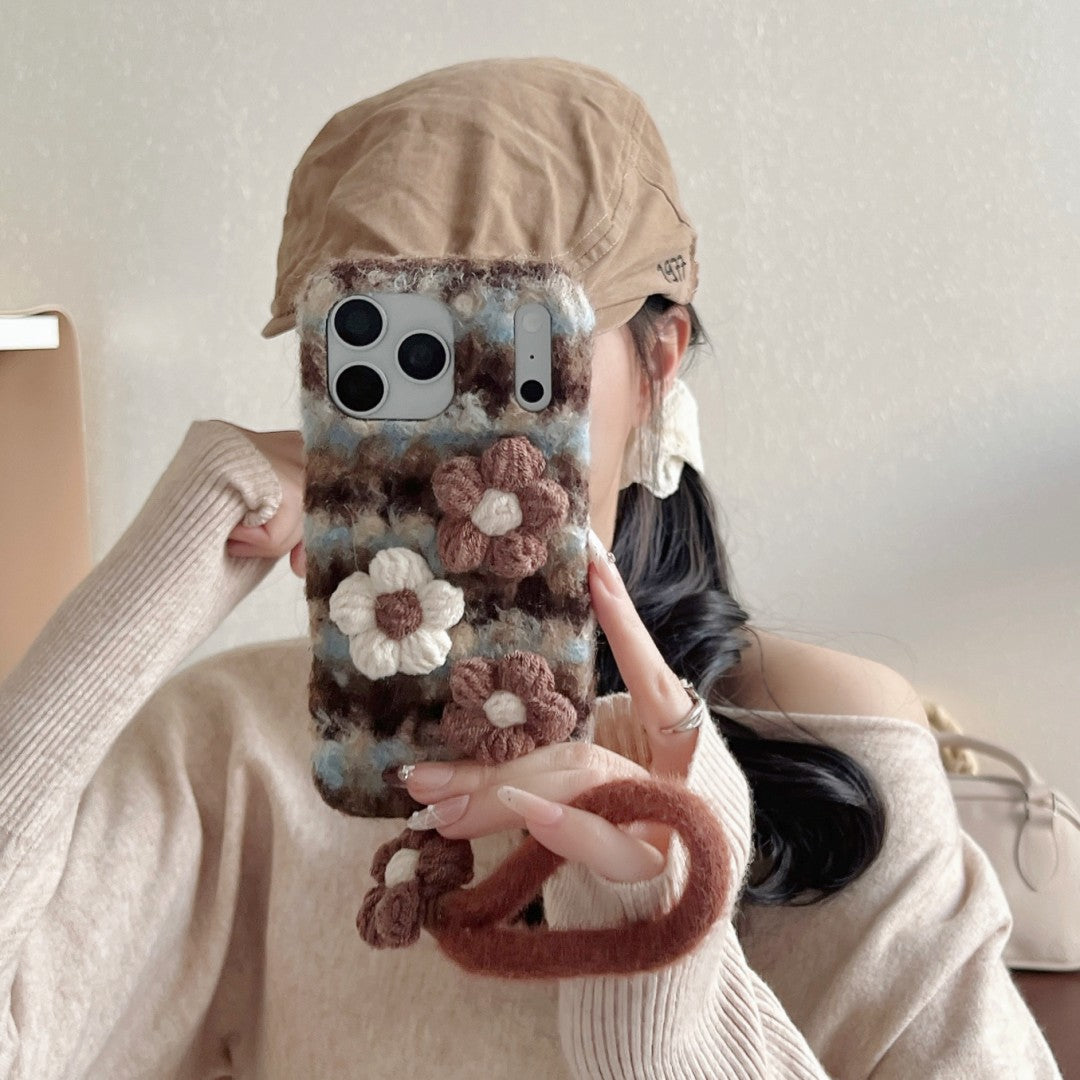 gentle plush 3D floral phone case