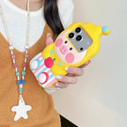 cute overalls yellow piggy soft silicone phone case