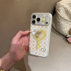 plaid heart mirror phone case