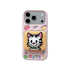 cute cat & puppy mirror + stand dual purpose silicone phone case