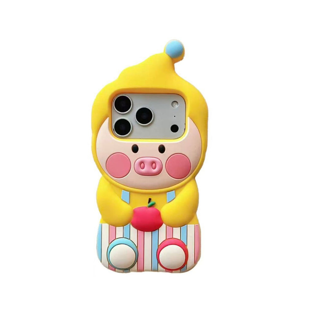 cute overalls yellow piggy soft silicone phone case